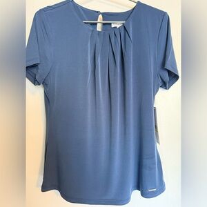 Calvin Klein Women's Soft Blue Pleated Blouse